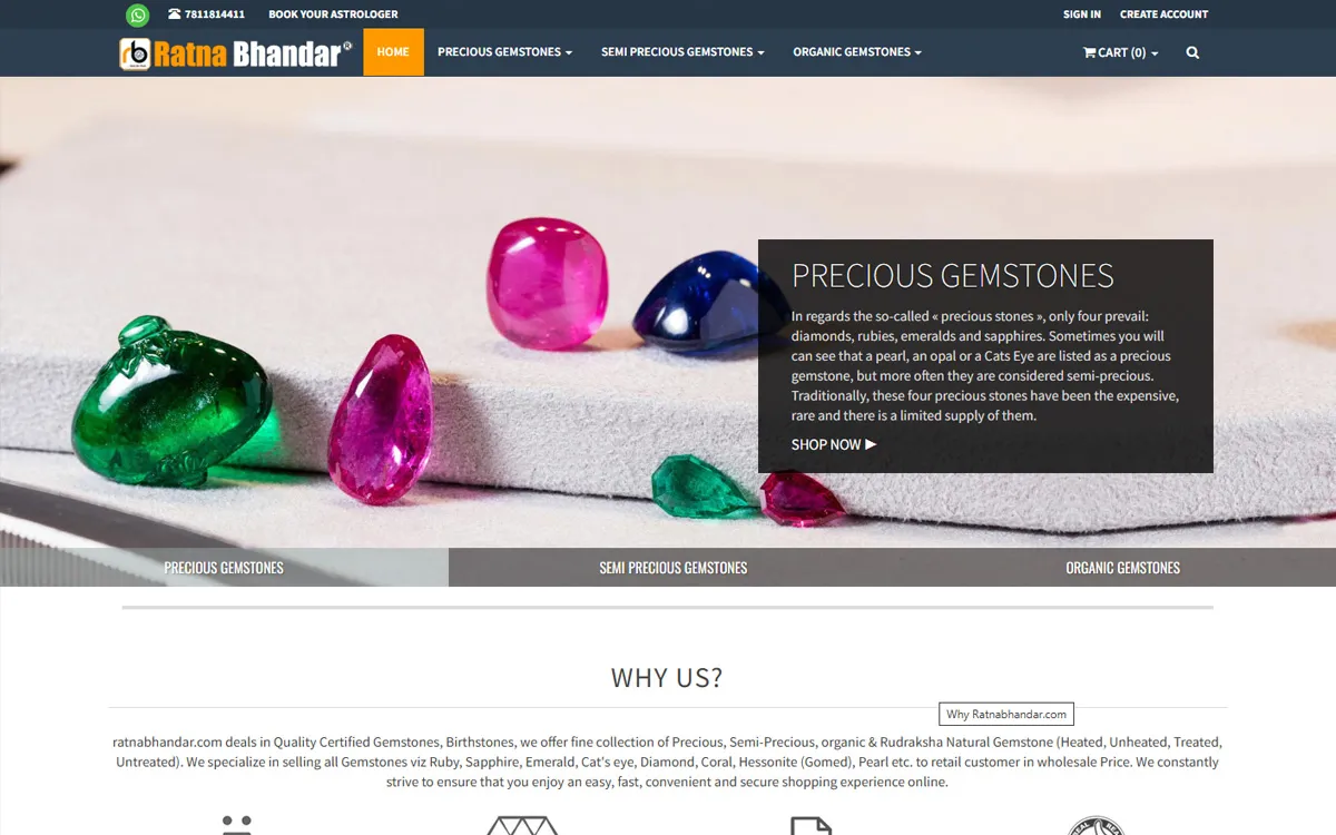 Ratna Bhandar – Gemstone e-commerce and counter billing ERP