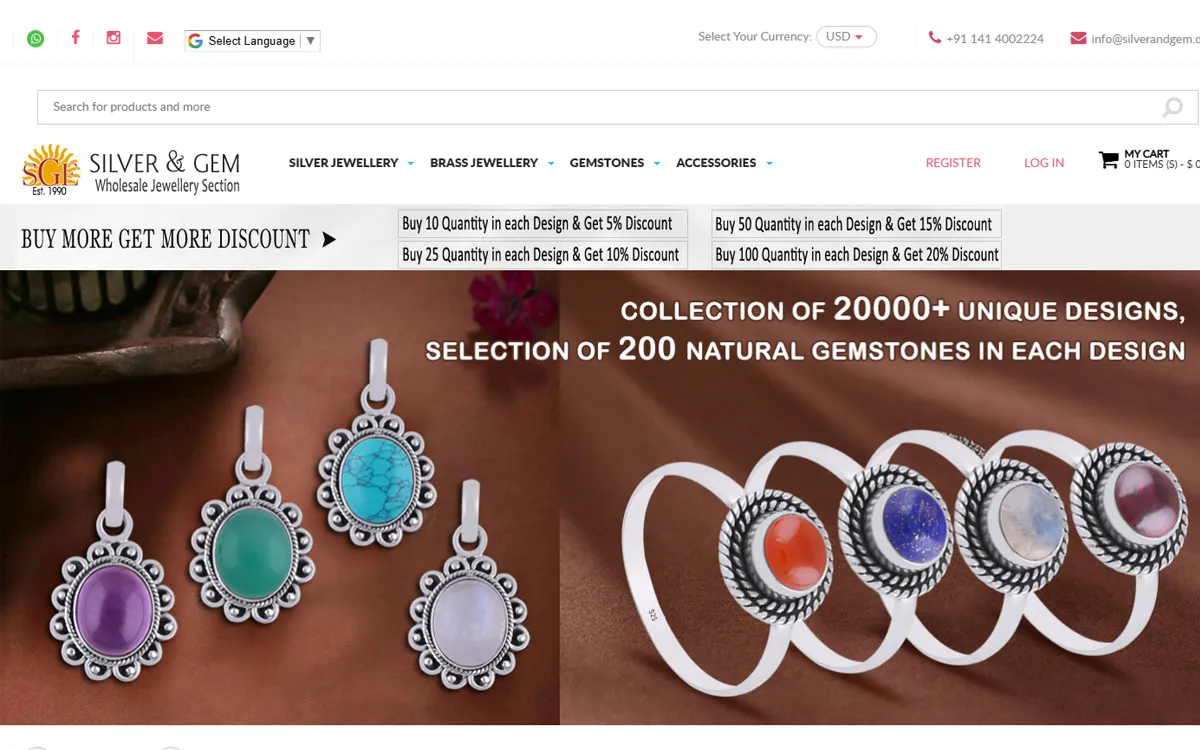 Silver & Gem Exports – E-Commerce for Wholesale Jewellery